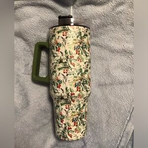 Green and Cream Vintage Floral Teacup